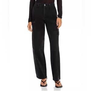RAG & BONE Featherweight Nora Cargo Jeans Roya Black Size 30 $295 NWT